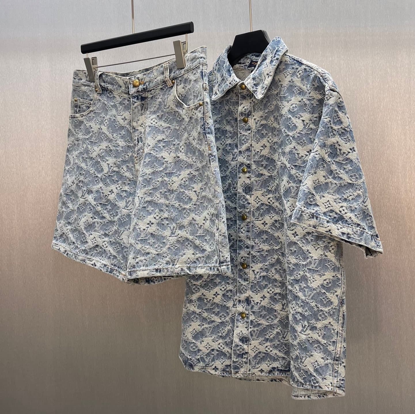 L X V Denim two-piece suit