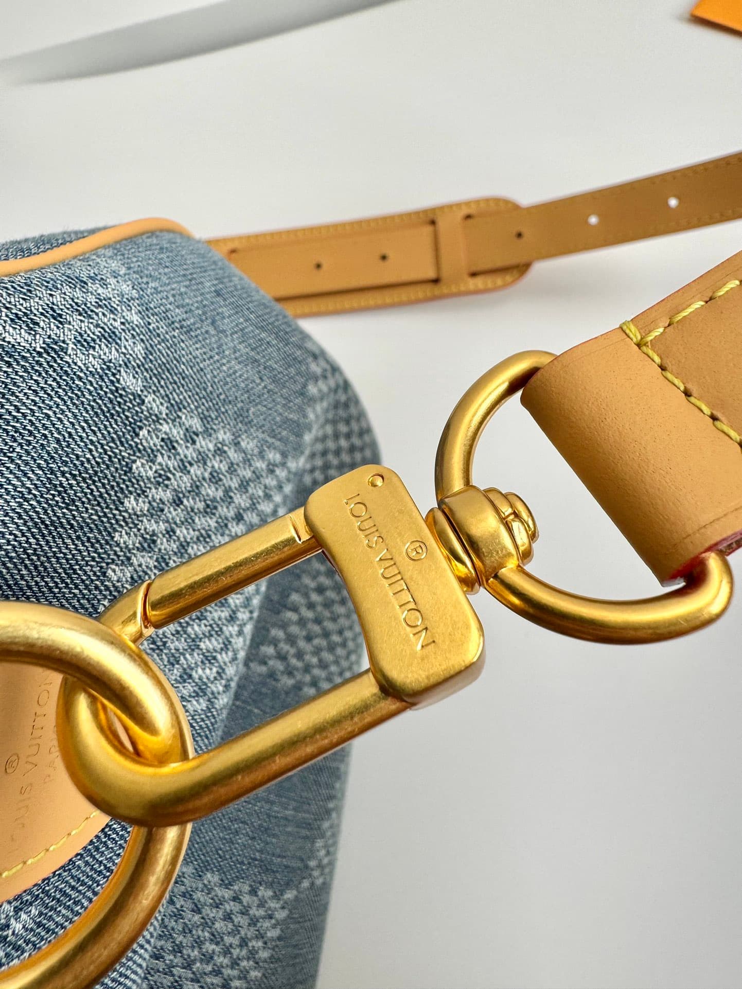 L X V The new SPEEDY 40 bandouli ère tannin denim handbag N40701 Size:40*26*32