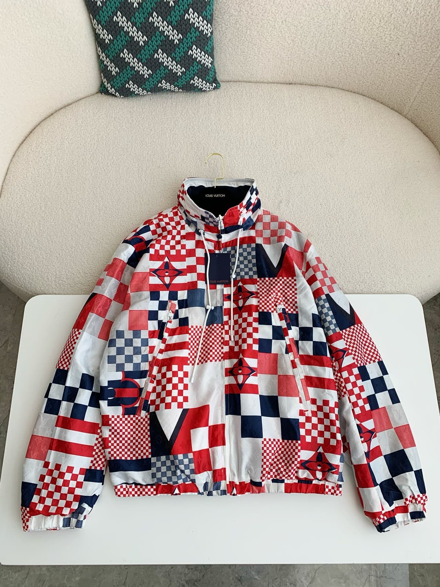 L X V SS24 Logo Patchwork Mandarin-collar Jacket