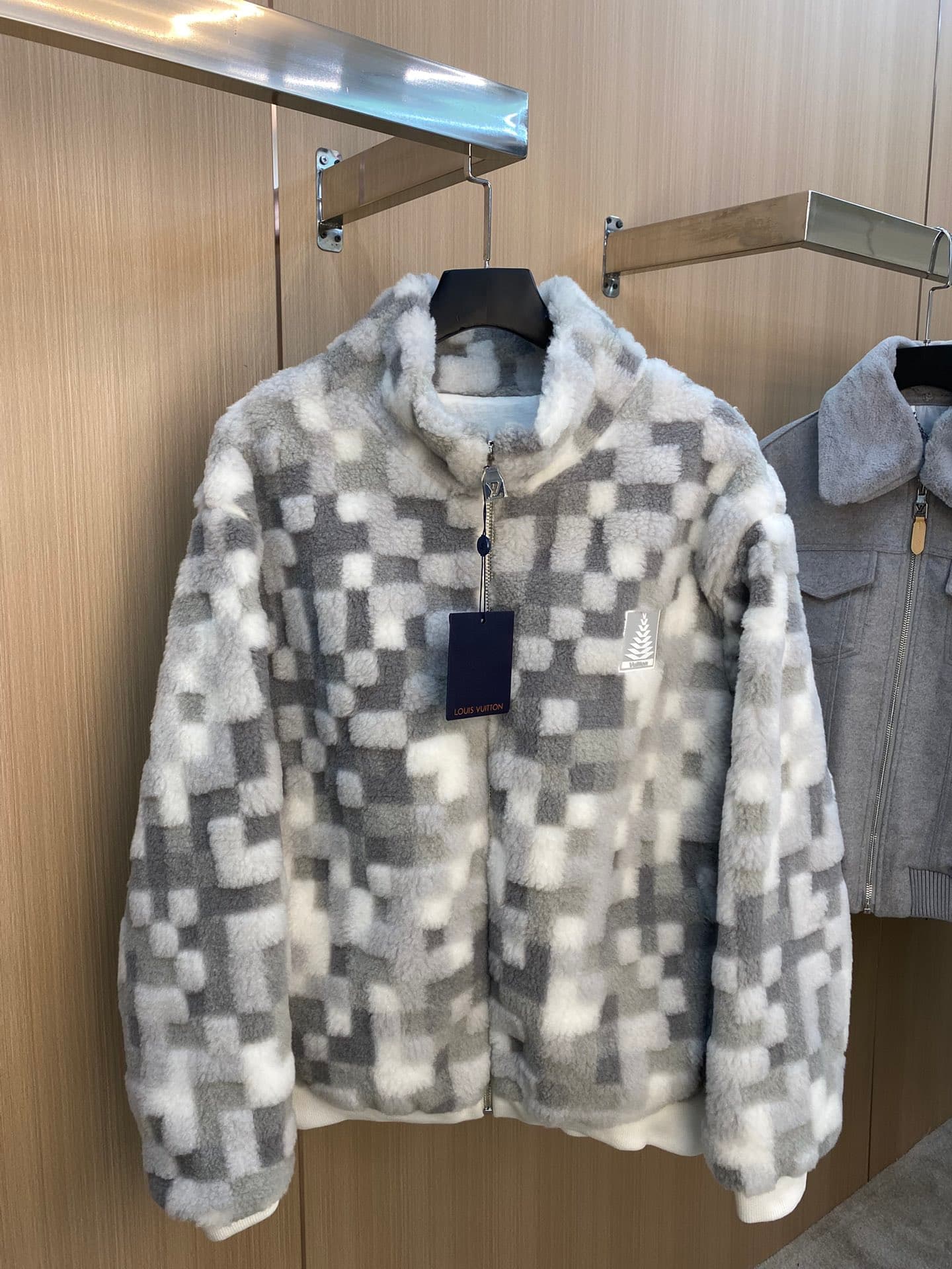 L X V Ski Series FW24 Checkerboard Color-Block Fleece Jacket