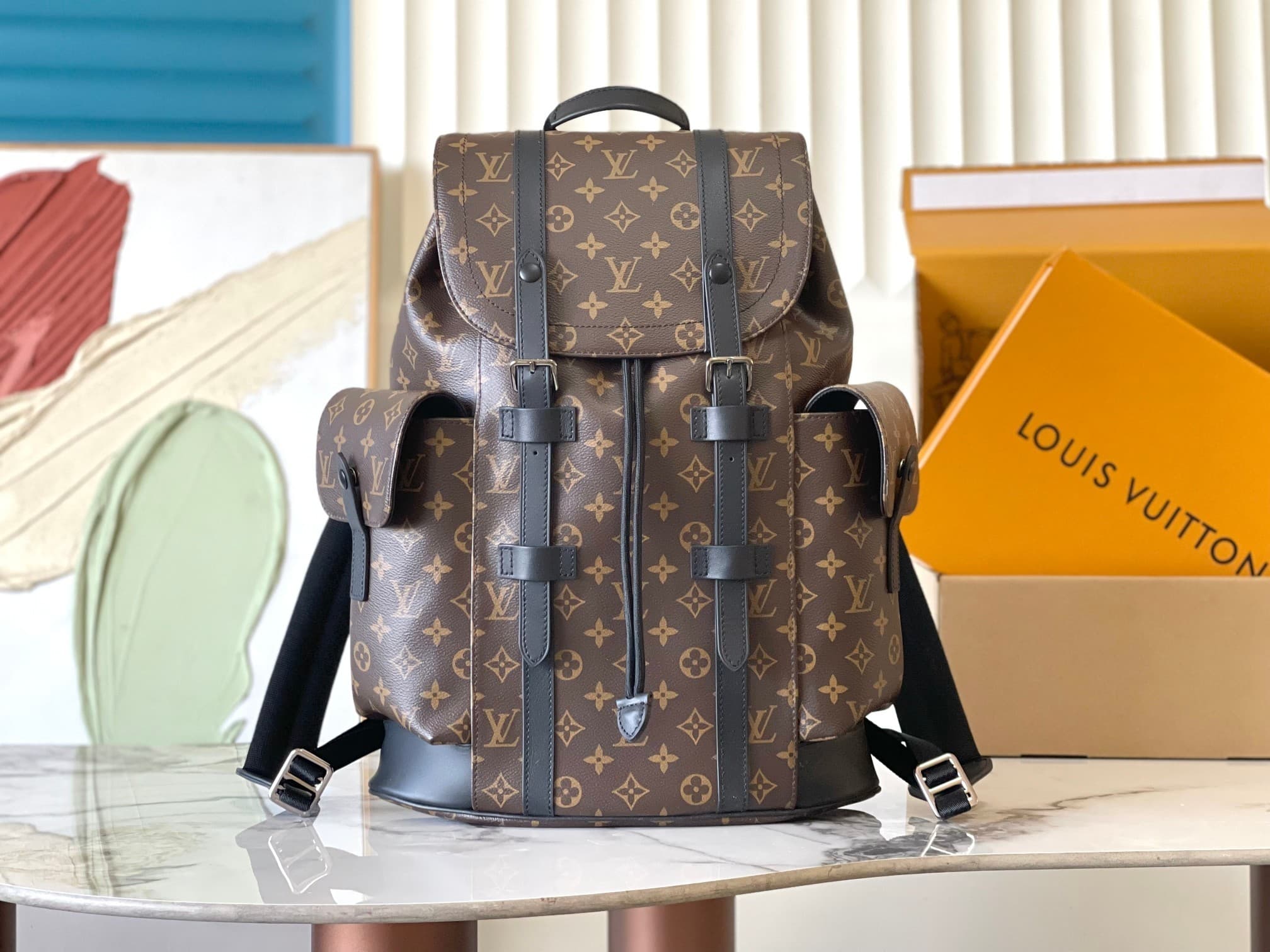 L X V Medium-sized men’s matching colored backpack M40350 Size:38*44*21cm(Multiple colors)