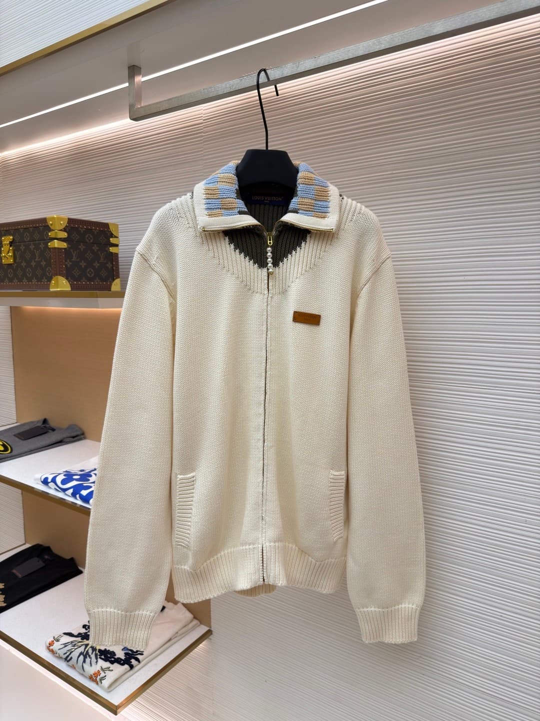 L X V Color-blocked knit jacket