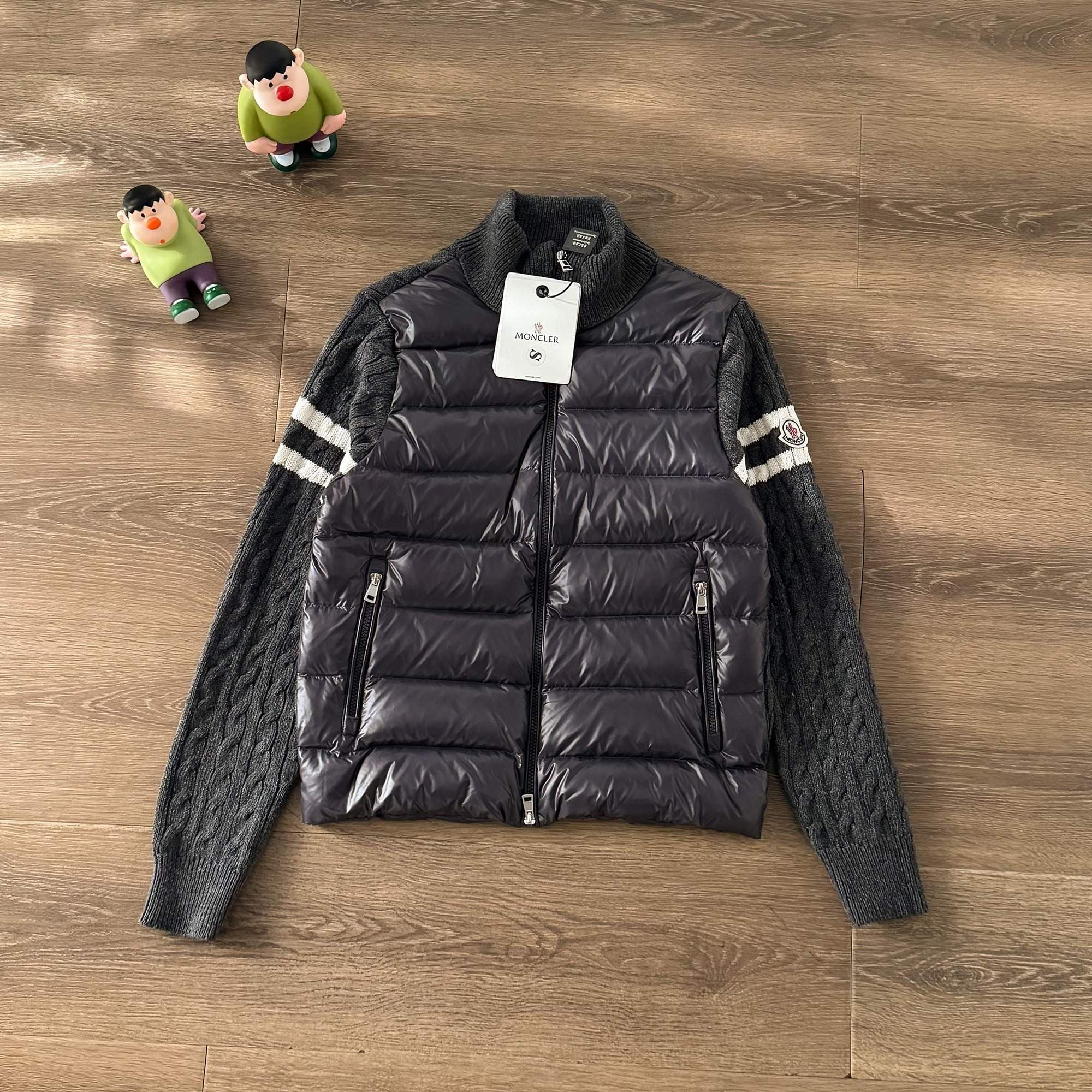 MONC stitching knitted sleeves stand collar down jacket (Multiple colors)