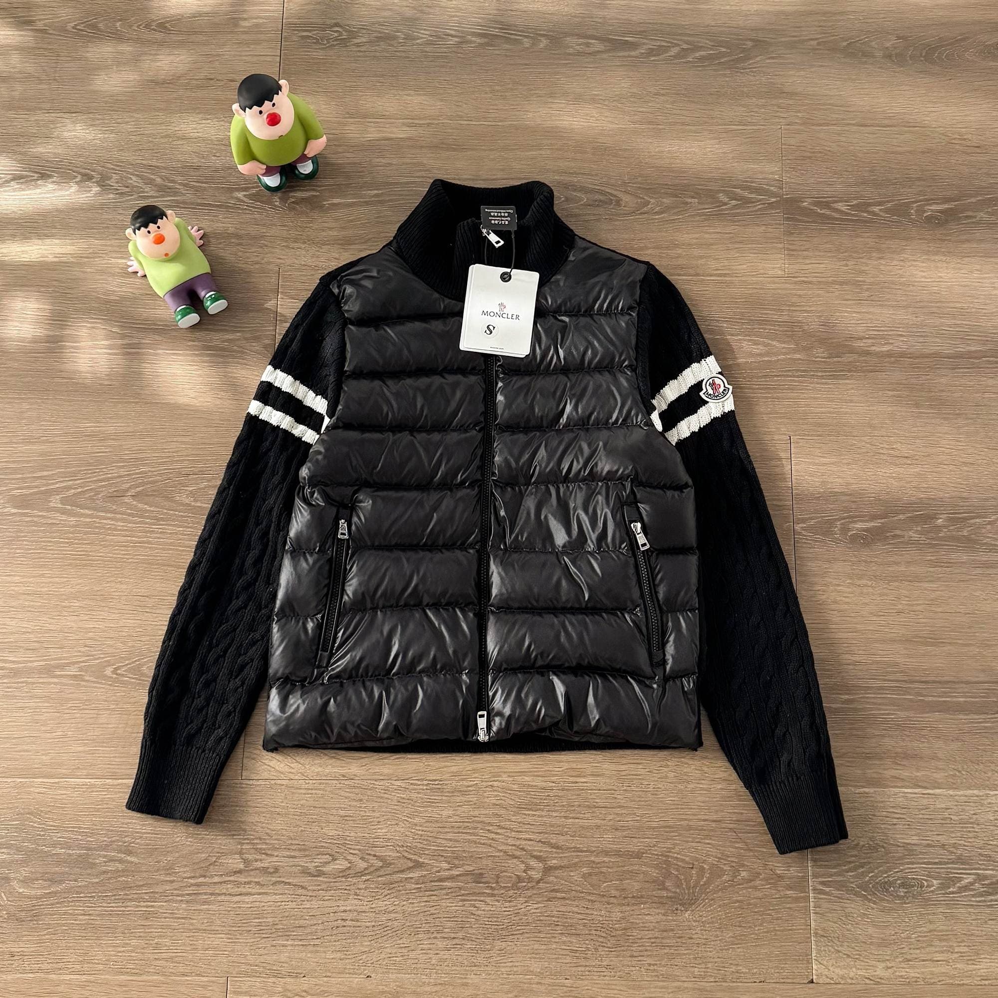 MONC stitching knitted sleeves stand collar down jacket (Multiple colors)