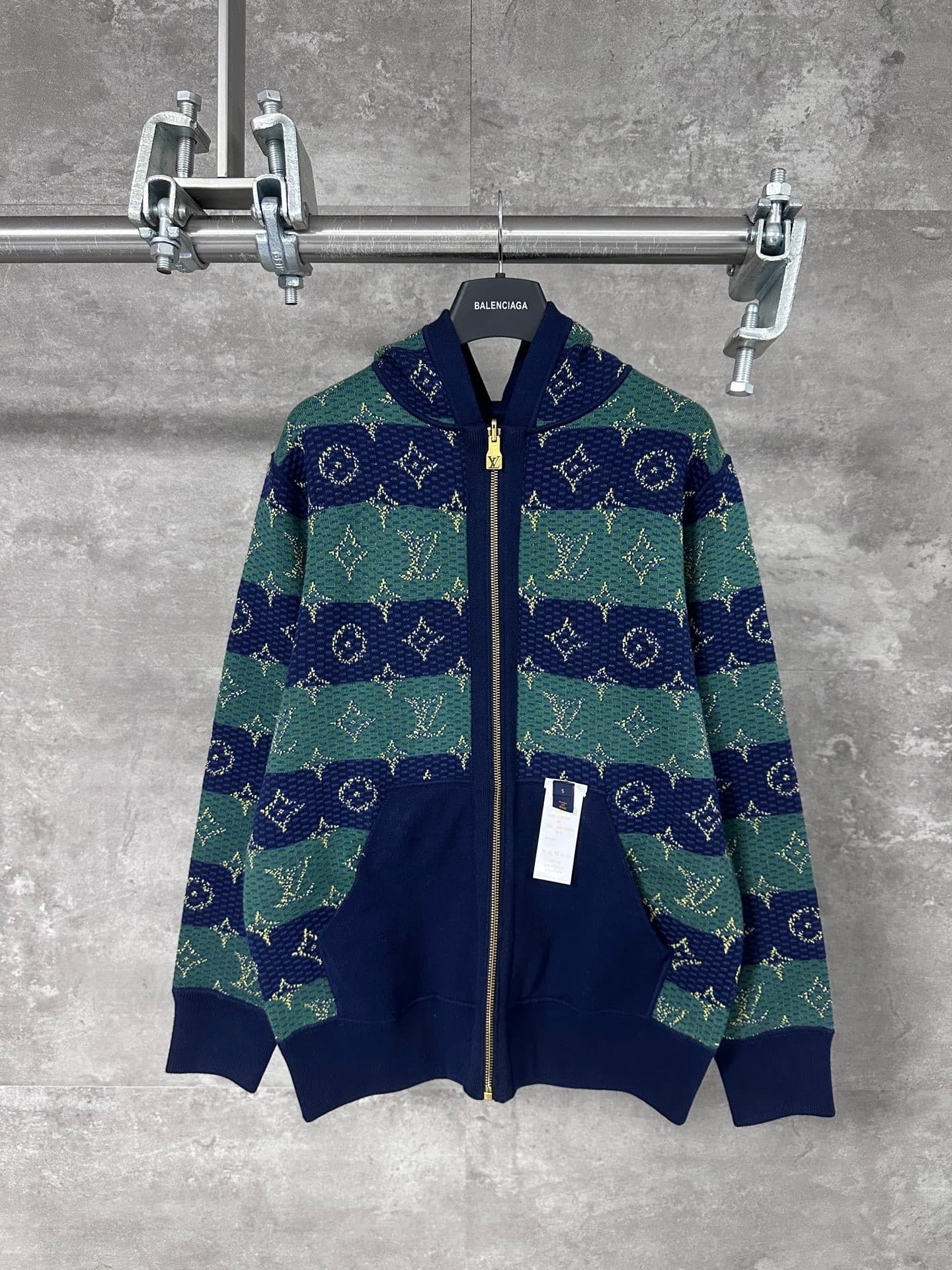 L X V Reversible knit hooded sweater